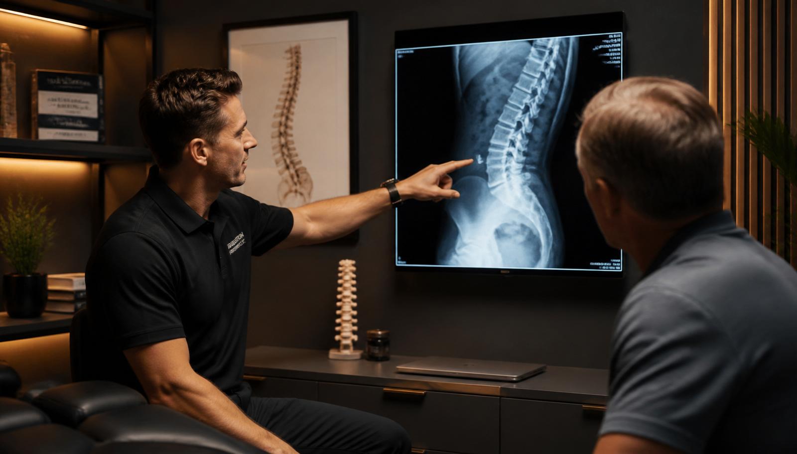 Doctor reviewing digital X-rays with a patient during the first visit