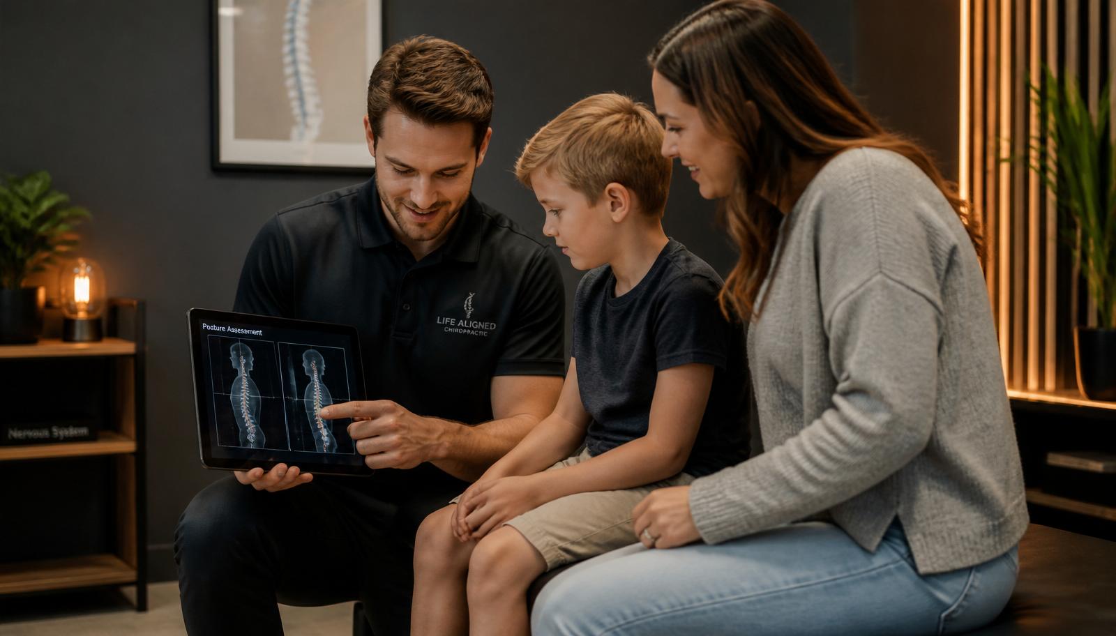 Doctor reviewing digital X-rays with a patient during the first visit
