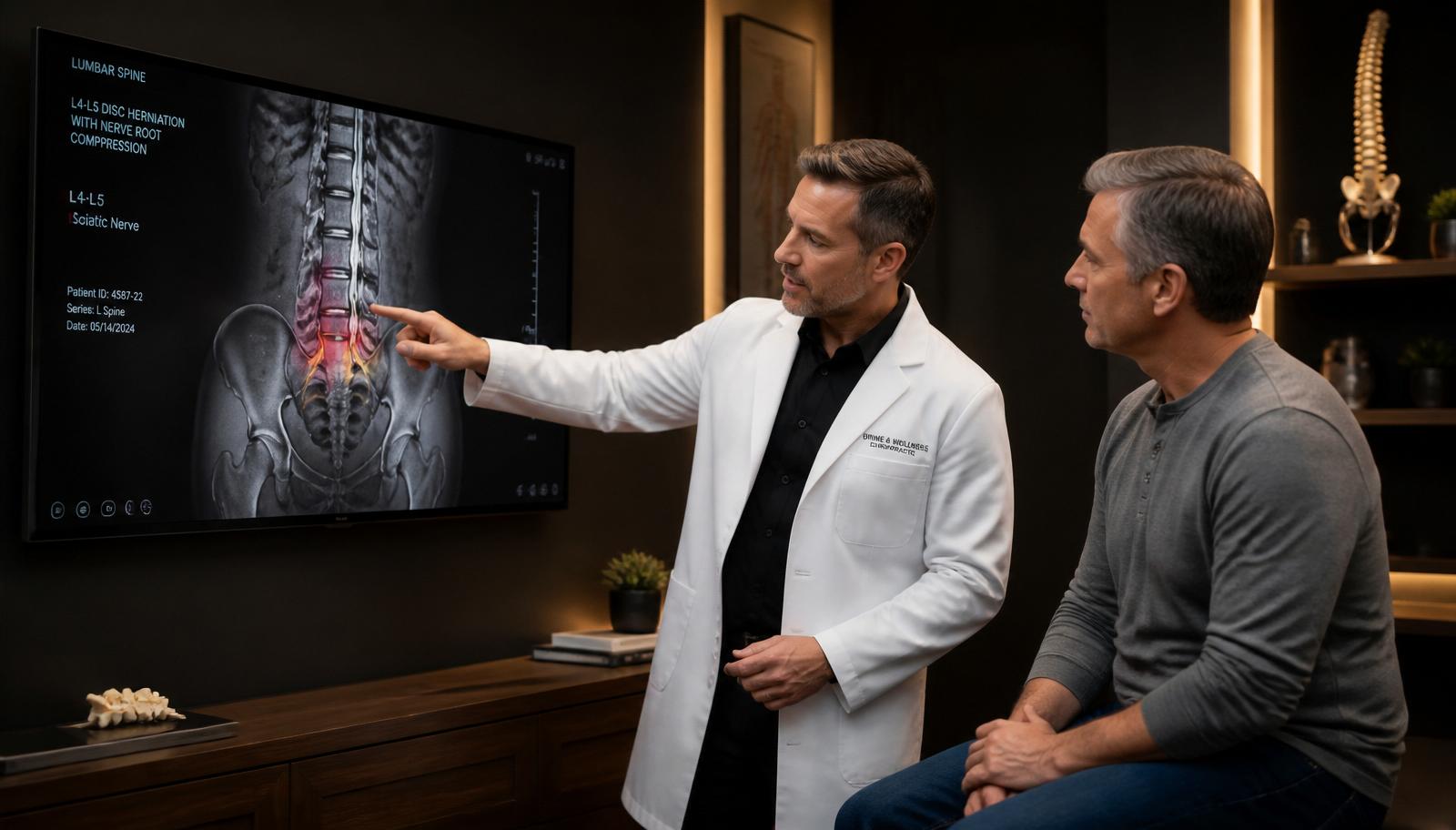 Doctor reviewing digital X-rays with a patient